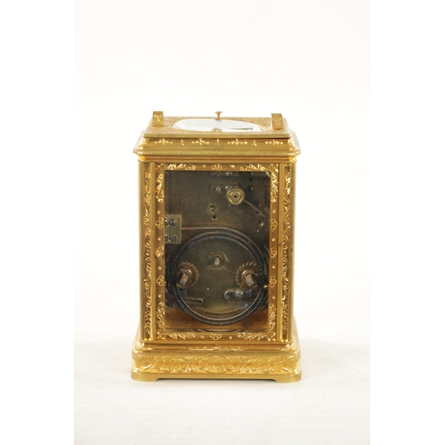 1273 - A LATE 19TH CENTURY FRENCH CHAMPLEVE ENAMEL AND GILT BRASS ENGRAVED REPEATING CARRIAGE CLOCK the cas... 