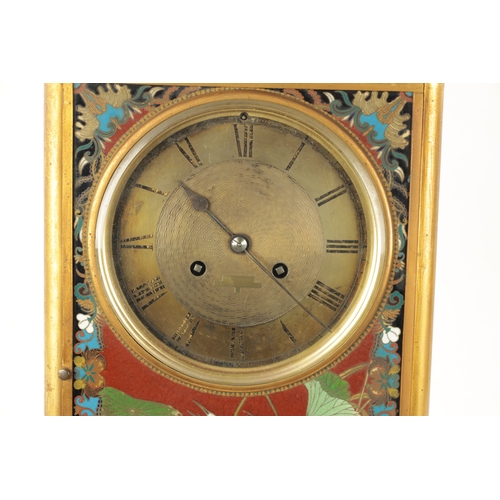 1276 - A LARGE 19TH CENTURY FRENCH GILT BRASS MANTEL CLOCK WITH JAPANESE CLOISONNE PANELS. The moulded case... 