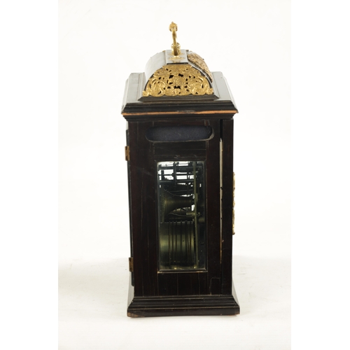 1280 - JOHN MILLER, LONDINI FECIT. A WILLIAM AND MARY EBONY VENEERED BRACKET CLOCK the caddy top case with ... 