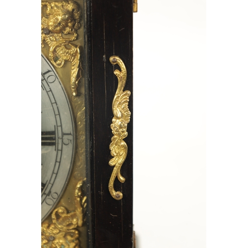 1280 - JOHN MILLER, LONDINI FECIT. A WILLIAM AND MARY EBONY VENEERED BRACKET CLOCK the caddy top case with ... 