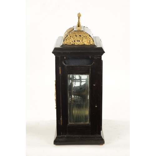 1280 - JOHN MILLER, LONDINI FECIT. A WILLIAM AND MARY EBONY VENEERED BRACKET CLOCK the caddy top case with ... 