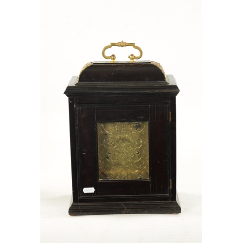 1280 - JOHN MILLER, LONDINI FECIT. A WILLIAM AND MARY EBONY VENEERED BRACKET CLOCK the caddy top case with ... 