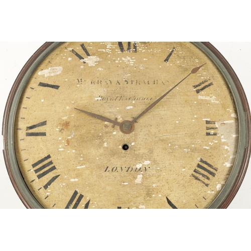 1293 - MURRAY & STRACHAN, ROYAL EXCHANGE, LONDON. A REGENCY 12” CONVEX WOODEN DIAL MAHOGANY BRASS INLAID DR... 