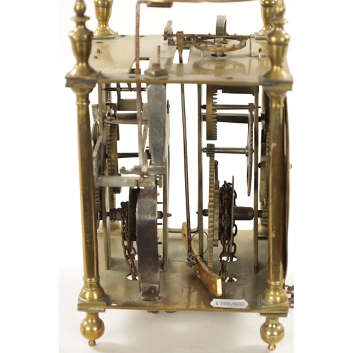 1303 - JOSEPH WINDMILLS, LONDON. A LATE 17TH CENTURY WINGED LANTERN CLOCK. Surmounted by a large bell above... 