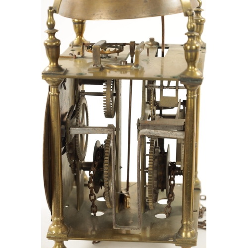 1303 - JOSEPH WINDMILLS, LONDON. A LATE 17TH CENTURY WINGED LANTERN CLOCK. Surmounted by a large bell above... 