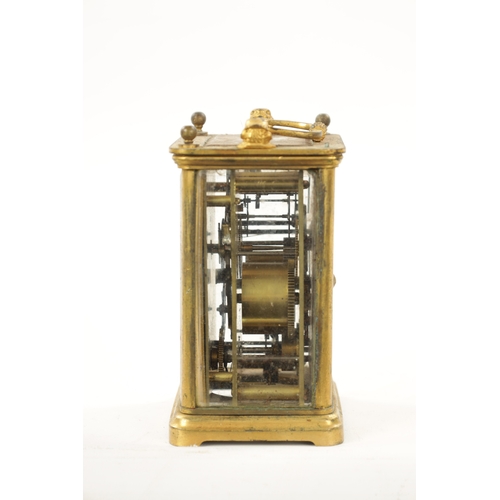 1307 - A MID 19TH CENTURY STRIKING CARRIAGE CLOCK WITH CALENDAR the gilt brass case with lion head handle m... 