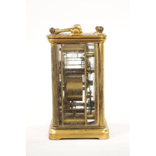 1307 - A MID 19TH CENTURY STRIKING CARRIAGE CLOCK WITH CALENDAR the gilt brass case with lion head handle m... 