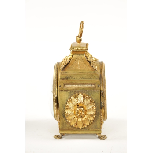 1309 - AN EARLY 19TH CENTURY ORMOLU PENDULE D’OFFICIER QUARTER CHIMING MANTEL CLOCK Surmounted by a serpent... 