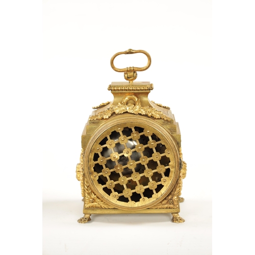 1309 - AN EARLY 19TH CENTURY ORMOLU PENDULE D’OFFICIER QUARTER CHIMING MANTEL CLOCK Surmounted by a serpent... 