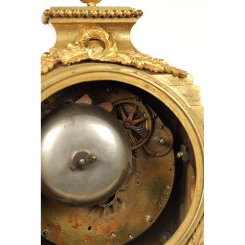 1309 - AN EARLY 19TH CENTURY ORMOLU PENDULE D’OFFICIER QUARTER CHIMING MANTEL CLOCK Surmounted by a serpent... 