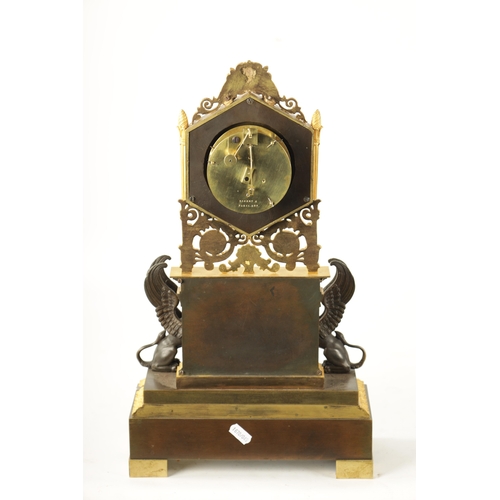 1314 - A GOOD LATE REGENCY FRENCH BRONZE AND ORMOLU AUTOMATION MANTEL CLOCK BY ROBERT PARIS NO.827 the leaf... 