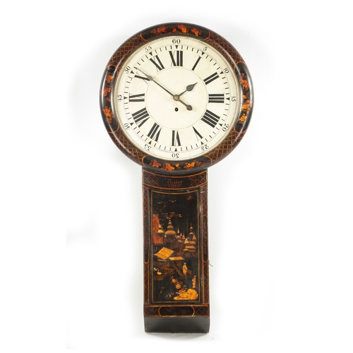 1323 - TAILER, KIRKBY (STEPHEN). A GEORGE III CHINOISERIE TAVERN CLOCK the case with chiselled base and rai... 