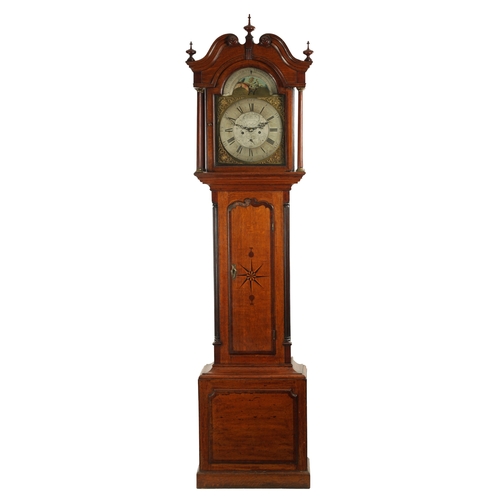 1324 - JOHN LAWSON, BRADFORD. A GEORGE III EIGHT DAY LONGCASE CLOCK The oak case with inlaid starburst door... 