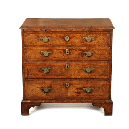 1489 - AN EARLY 18TH CENTURY WALNUT CHEST OF SMALL PROPORTIONS the finely coloured and patinated surface wi... 