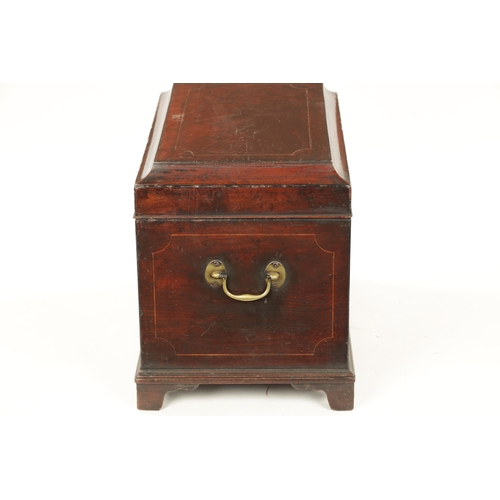 1492 - A GEORGE III MAHOGANY STRONG BOX bearing a painted front inscribed Royal Lanark Militia Staff Friend... 