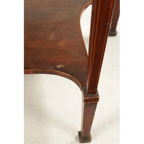 1493 - A GEORGE III FIGURED MAHOGANY AND SATINWOOD INLAID WRITING / SERVING TABLE OF SMALL SIZE with angled... 