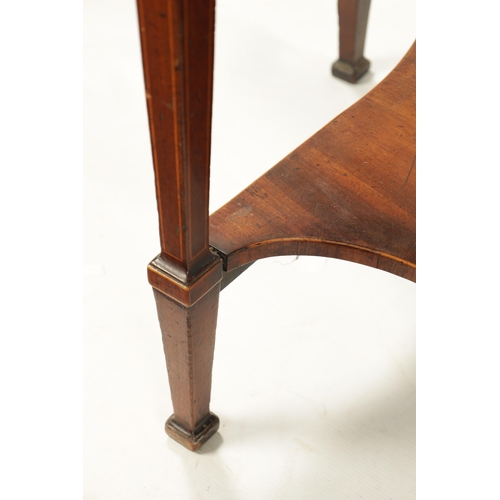 1493 - A GEORGE III FIGURED MAHOGANY AND SATINWOOD INLAID WRITING / SERVING TABLE OF SMALL SIZE with angled... 