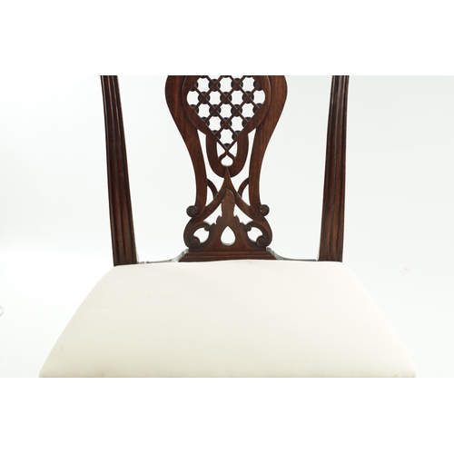 1501 - A GEORGE III MAHOGANY CHIPPENDALE STYLE SIDE CHAIR the leaf carved shaped back with pierced back spl... 