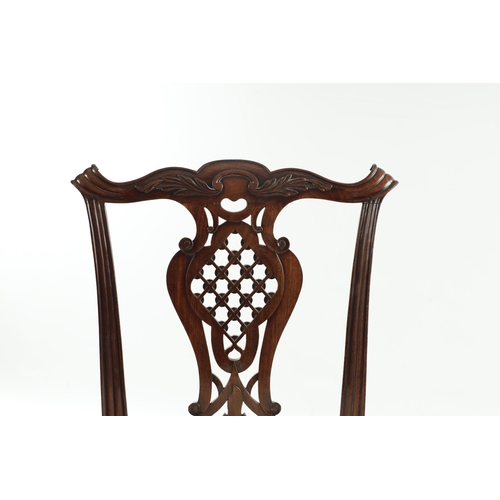 1501 - A GEORGE III MAHOGANY CHIPPENDALE STYLE SIDE CHAIR the leaf carved shaped back with pierced back spl... 