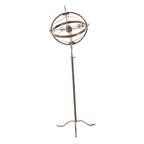 963 - A 20TH CENTURY BRASS ADJUSTABLE ORRERY (167cm high)