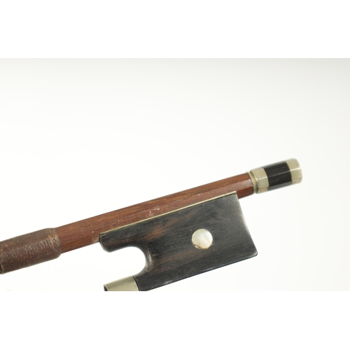 1103 - AN ANTIQUE VIOLIN BOW SIGNED TOURTE with ebony frog (69cm long)