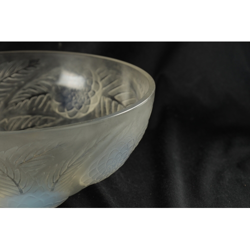 13 - AN R. LALIQUE CLEAR, FROSTED AND OPALESCENT 'DAHLIAS NO. 1' CIRCULAR GLASS BOWL moulded with dahlia ... 