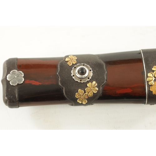 148 - A 19TH CENTURY JAPANESE LACQUER WORK AND MIXED METAL MOUNTED TANTO the lacquered saya decorated with... 