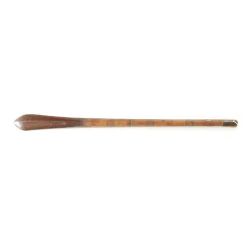 164 - A 19TH CENTURY SOLOMON ISLAND MELANESIAN PADDLE CLUB with carved central rib, the shaft finely bound... 