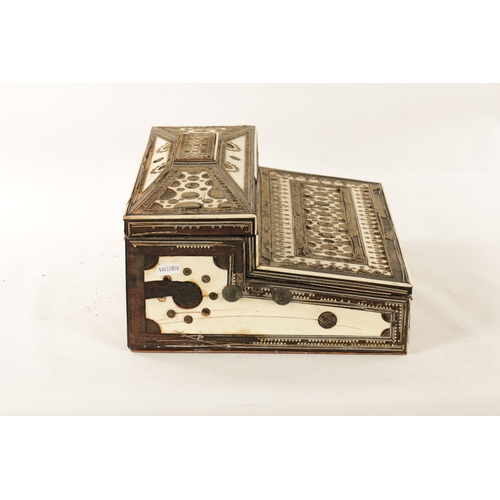 173 - A 19TH CENTURY ANGLO INDIAN SADELI MICRO MOSAIC INLAID CAMELBONE AND SANDALWOOD WRITING BOX IN NEED ... 