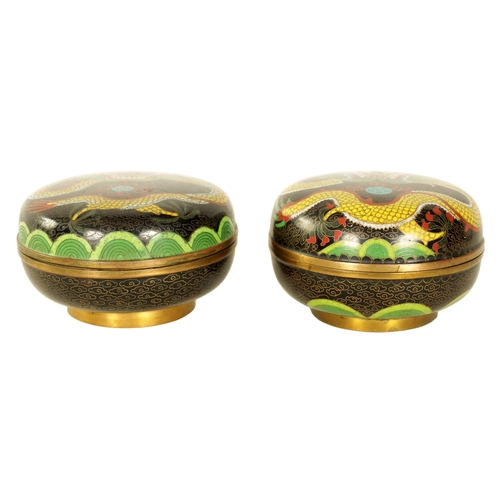 191 - TWO 19TH CENTURY CHINESE CLOISONNÉ ENAMEL BOWLS AND COVERS brightly decorated with dragons (both 12c... 