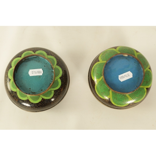 191 - TWO 19TH CENTURY CHINESE CLOISONNÉ ENAMEL BOWLS AND COVERS brightly decorated with dragons (both 12c... 