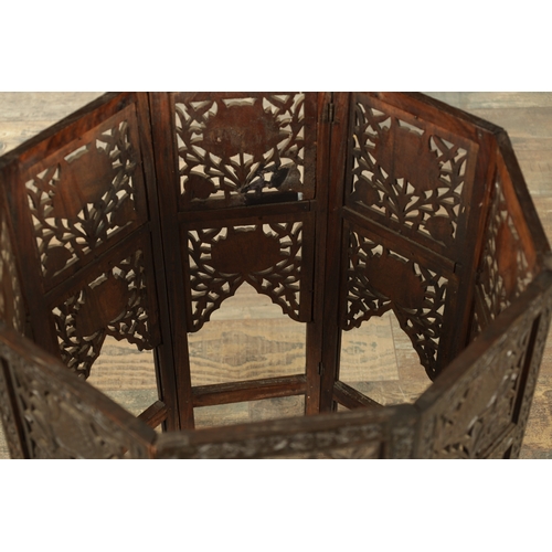 210 - A 19TH CENTURY ANGLO INDIAN CARVED HARDWOOD AND IVORY INLAID OCCASIONAL TABLE with geometric inlaid ... 