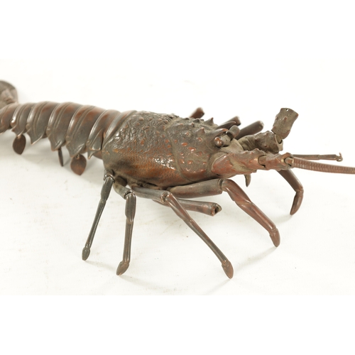 211 - A JAPANESE MEIJI PERIOD PATINATED BRONZE ARTICULATED MODEL OF A LOBSTER realistically modelled (some... 