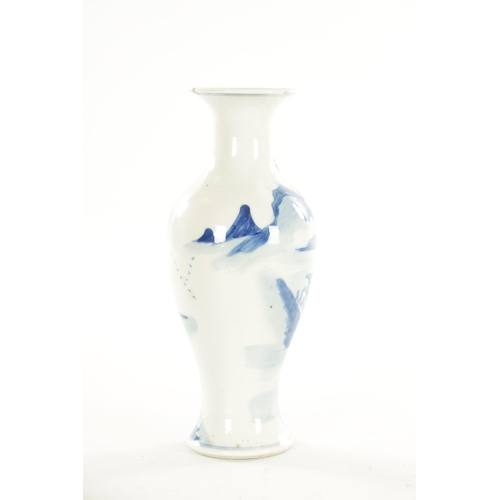 215 - A 19TH CENTURY CHINESE PORCELAIN BLUE AND WHITE BALUSTER VASE with pagodas in landscape setting - fo... 