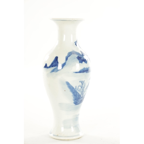 215 - A 19TH CENTURY CHINESE PORCELAIN BLUE AND WHITE BALUSTER VASE with pagodas in landscape setting - fo... 