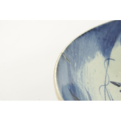 223 - A 19TH CENTURY CHINESE BLUE AND WHITE PORCELAIN PLATE of dished form depicting two horses amongst tr... 