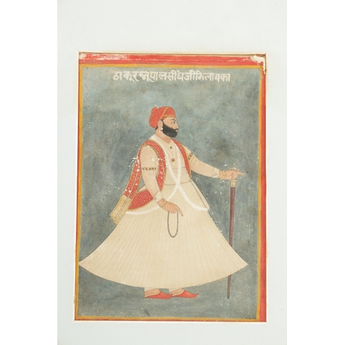 242 - A COLLECTION OF FOUR 19TH CENTURY INDIAN GOUACHE WATERCOLOURS comprising two portraits of Mughal Pri... 