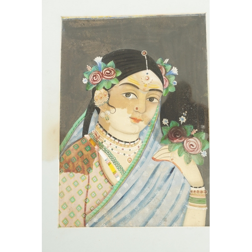 242 - A COLLECTION OF FOUR 19TH CENTURY INDIAN GOUACHE WATERCOLOURS comprising two portraits of Mughal Pri... 