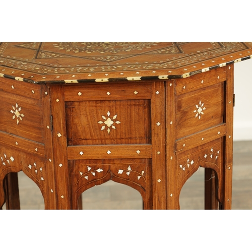 246 - A 19TH CENTURY ANGLO INDIAN INLAID IVORY AND HARDWOOD OCTAGONAL OCCASIONAL TABLE with geometric desi... 
