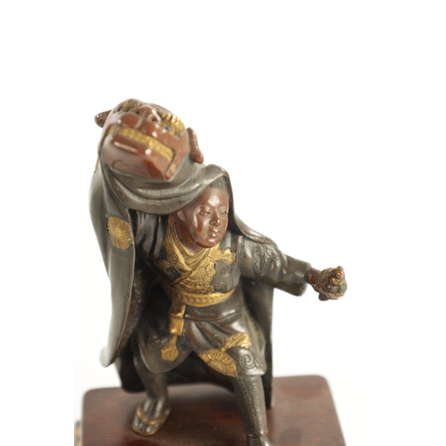 251 - A FINE PAIR OF 19TH CENTURY JAPANESE MEIJI PERIOD BRONZE AND MIXED METAL FIGURES BY MIYAO raised on ... 