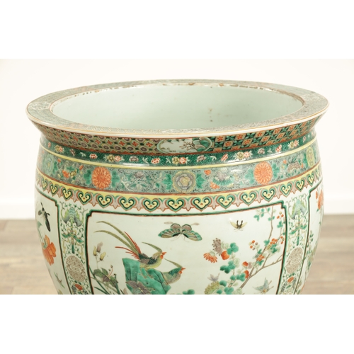 273 - A 19TH CENTURY CHINESE FAMILLE VERTE PORCELAIN JARDINIERE OF LARGE SIZE with finely detailed floral ... 