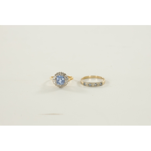 312 - AN 18CT GOLD SAPPHIRE AND DIAMOND RING AND 9CT GOLD SEVEN STONE RING the 18ct ring with a ten diamon... 