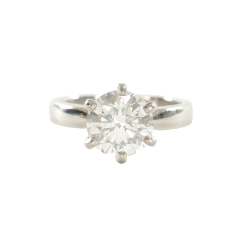 328 - A LADIES' PLATINUM 3CT DIAMOND SOLITAIRE RING. Assessed 3.04ct, colour G/H, clarity SI2/SI3, ring si... 