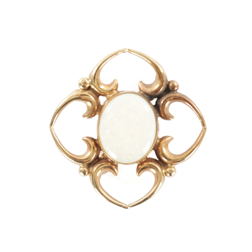 344 - A VINATGE 9CT GOLD OPAL PENDENT with a heart-shaped frame surrounded by a cabochon opal, total weigh... 