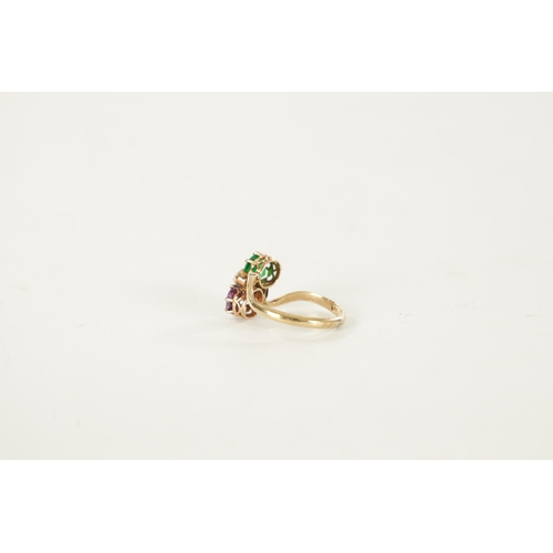 346 - A LADIES 9CT GOLD AMATHYST AND EMERALD RING each stone app. 1ct each, total weight 2.9g. Ring size P... 