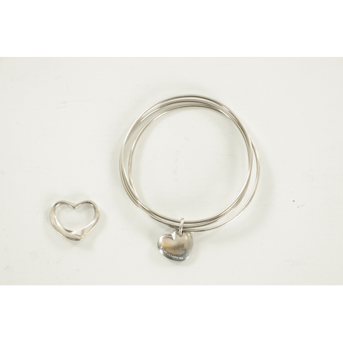 351 - A TIFFANY & CO .925 STERLING SILVER TRIPLE STRAND BRACELET with heart attachment 20.83g together wit... 