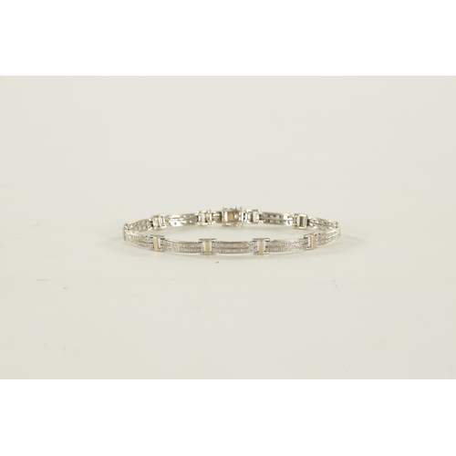 363 - AN 18CT GOLD DIAMOND SET BRACELET with double bar link each set with fourteen brilliant cut diamonds... 