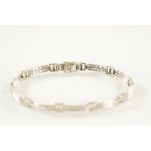 363 - AN 18CT GOLD DIAMOND SET BRACELET with double bar link each set with fourteen brilliant cut diamonds... 