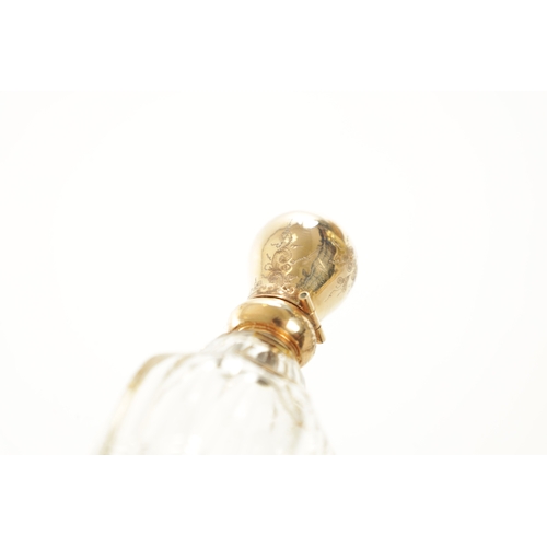 376 - A 14CT GOLD MOUNTED ROCK CRYSTAL SCENT BOTTLE IN ORIGINAL FITTED CASE with finely engraved lid and g... 