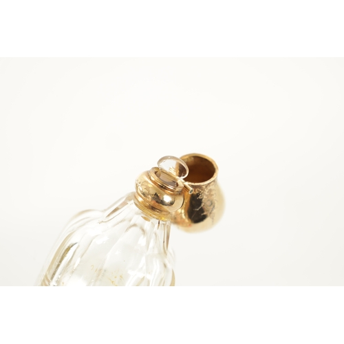 376 - A 14CT GOLD MOUNTED ROCK CRYSTAL SCENT BOTTLE IN ORIGINAL FITTED CASE with finely engraved lid and g... 